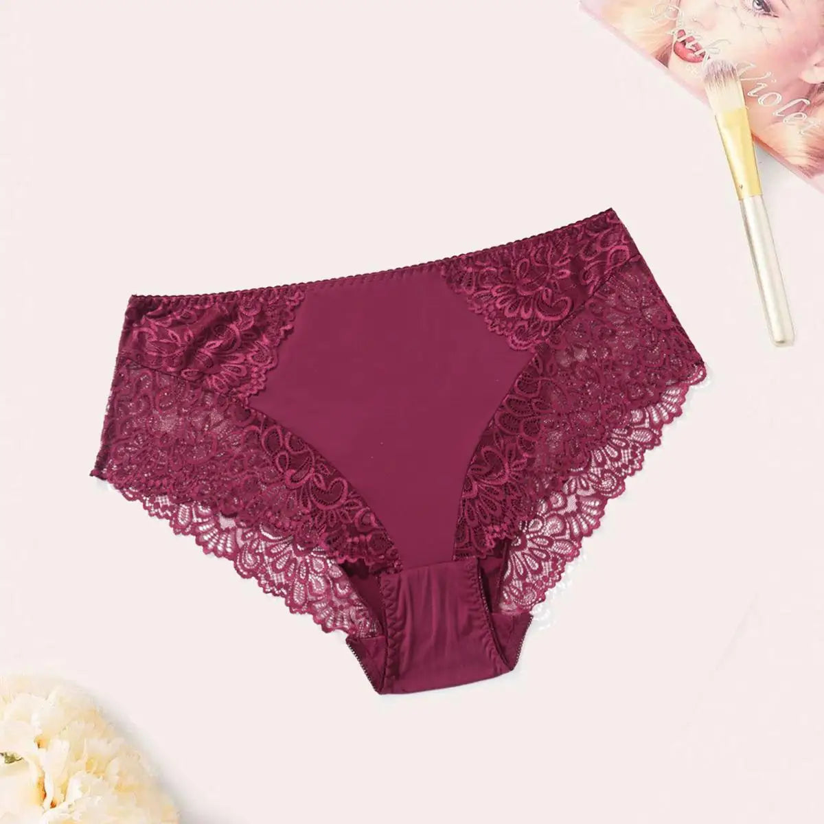 BEAUWEAR Plain Lace Underwear Unlined Thin Panties for Women Plus Size Underpants L XL 2XL 3XL 4XL 5XL