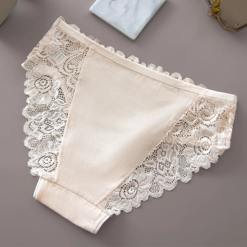 3PCS/Set Lace Floral Embroidery Cotton Panties Women Briefs Breathable Sexy Hollow Out Female Underwear Lingerie for Ladies