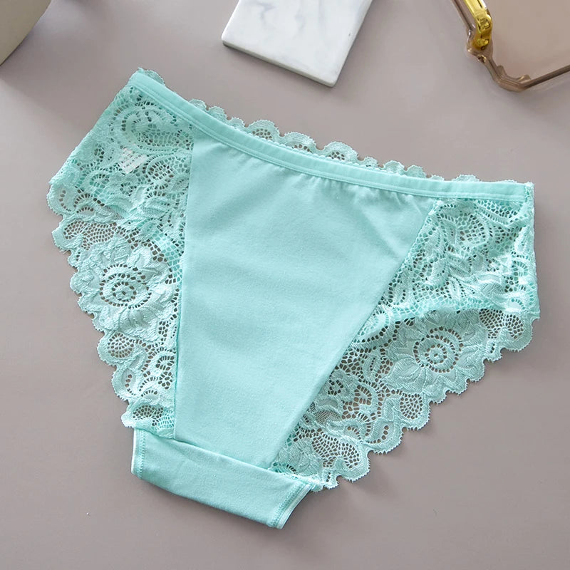 3PCS/Set Lace Floral Embroidery Cotton Panties Women Briefs Breathable Sexy Hollow Out Female Underwear Lingerie for Ladies