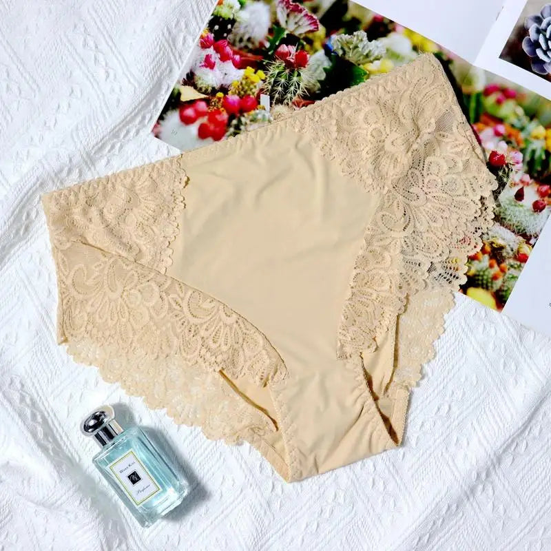 BEAUWEAR Plain Lace Underwear Unlined Thin Panties for Women Plus Size Underpants L XL 2XL 3XL 4XL 5XL