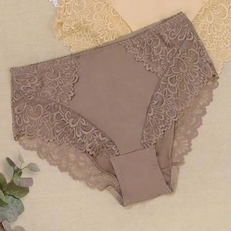 BEAUWEAR Plain Lace Underwear Unlined Thin Panties for Women Plus Size Underpants L XL 2XL 3XL 4XL 5XL