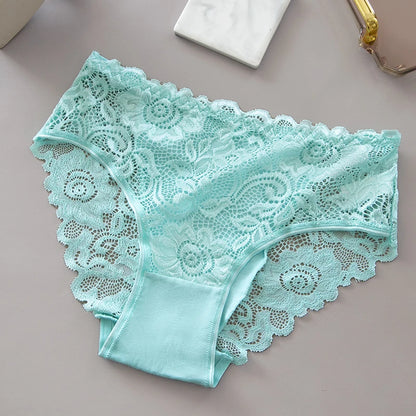 3PCS/Set Lace Floral Embroidery Cotton Panties Women Briefs Breathable Sexy Hollow Out Female Underwear Lingerie for Ladies