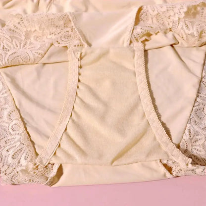BEAUWEAR Plain Lace Underwear Unlined Thin Panties for Women Plus Size Underpants L XL 2XL 3XL 4XL 5XL