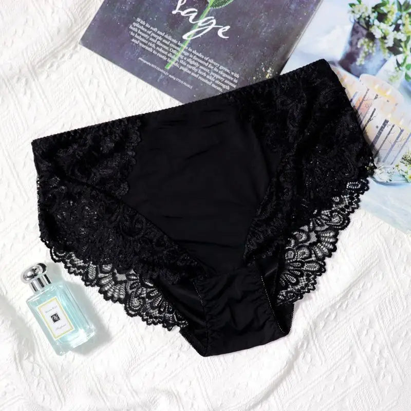 BEAUWEAR Plain Lace Underwear Unlined Thin Panties for Women Plus Size Underpants L XL 2XL 3XL 4XL 5XL